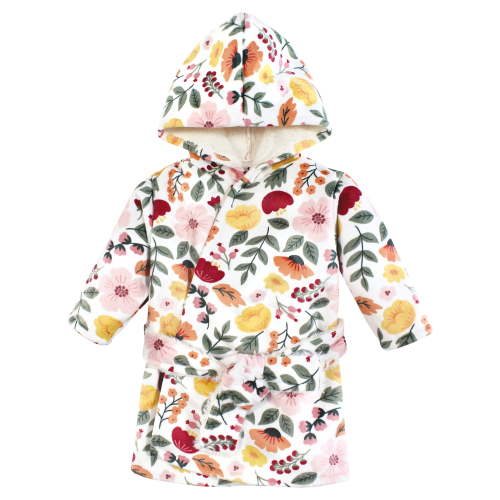 Hudson Baby Girls Mink with Faux Fur Lining Pool and Beach Robe Cover-ups, Fall Botanical, 6-12 Months