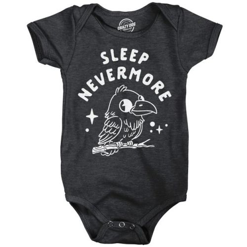 Sleep Nevermore Baby Bodysuit Funny Halloween Jumper For Infants - Crazy Dog Baby Bodysuit For Halloween Season Black Newborn