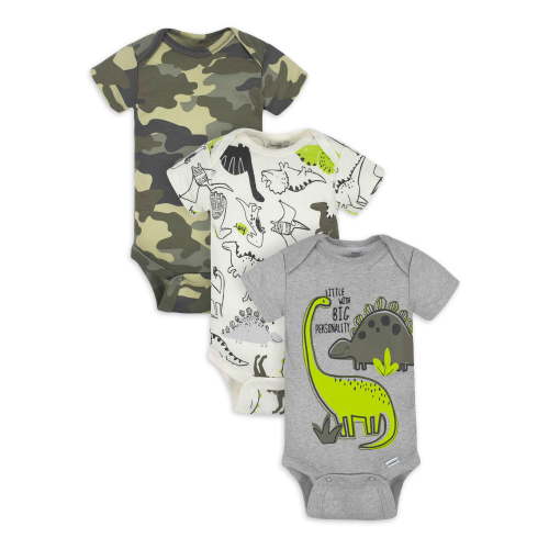 Gerber Baby Boy Short Sleeve Onesies Bodysuits, 3-Pack (Preemie - 12M)