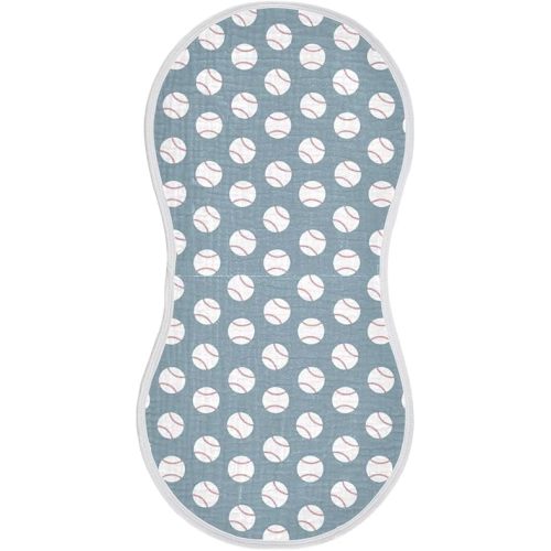 Baby Muslin Burp Cloths Set of 1 Baseball Blue Muslin Washcloths American Sport Championship Patch Sports Milk Spit Up Rags Soft Newborn Towel for Unisex Boys and Girls, 22 x 11 Inch