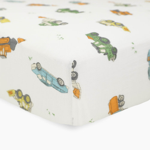 Little Unicorn Cotton Muslin Crib Sheet - Work Trucks