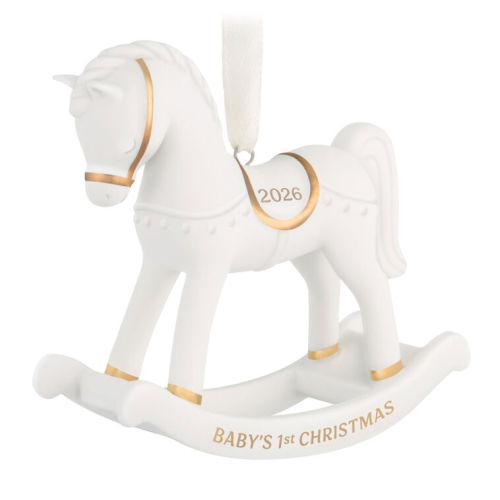 Baby's First Christmas Rocking Horse 2026 Porcelain Ornament