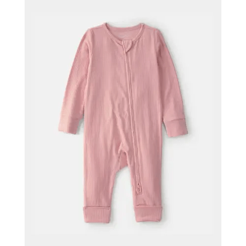 Baby Girl 2-Way Zip PurelySoft Sleep & Play Pajama - Pink | Carter's