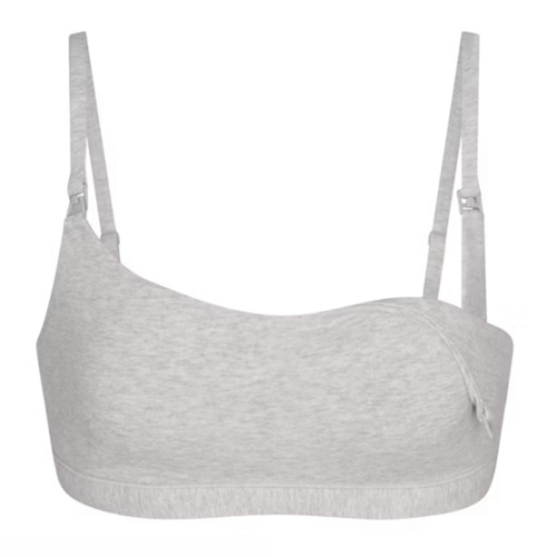 COTTON JERSEY MATERNITY NURSING SCOOP BRALETTE 2-PACK | LIGHT HEATHER GREY | SKIMS