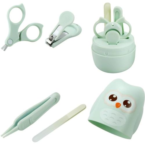 Jindizi Baby nail Kit, baby nail clippers, tweezers, nail file, scissors, 4 in 1 Baby Nail Care Kit, Mini cute Owl shape case, Safe Baby nail Kit and foot care kit