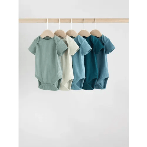 Buy Blue Short Sleeve Baby Bodysuits 5 Pack from Next USA