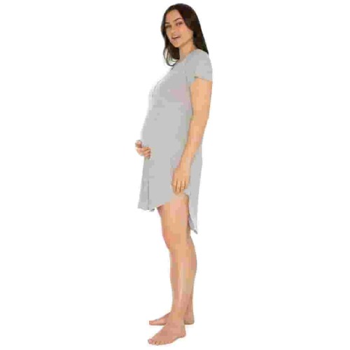 Kindly Yours Women's Maternity Short Sleeve Cotton Modal Nursing Sleep Dress, Sizes S to 3XL