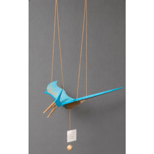 Handcrafted Wooden Pterodactyl Mobile Hanging Dinosaur Decor