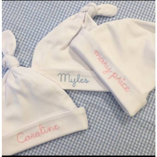 Embroidered Name Infant Knot Hat Monogrammed