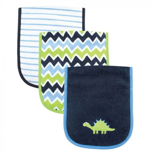 Luvable Friends Baby Boy Cotton Burp Cloths with Fiber Filling 3pk, Dinosaur, One Size