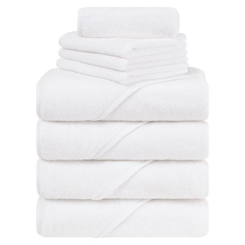 American Soft Linen 100% Cotton Soft Fluffy Hooded Baby Bath Towel Set 4 Piece - Pink