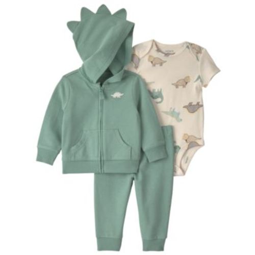 Baby Boys' Dinosaur French Terry Layering Long-Sleeve Jacket, Bodysuit and Pant, 3-Piece Set