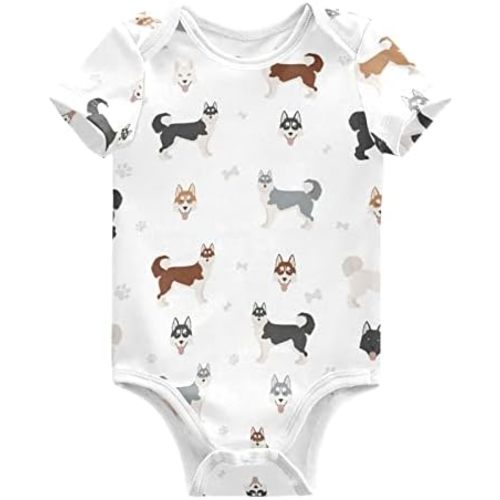 vvfelixl Baby Girls' Bodysuits Black Pug White Short Sleeve Cotton Baby Clothes For Girls 0-24 Months