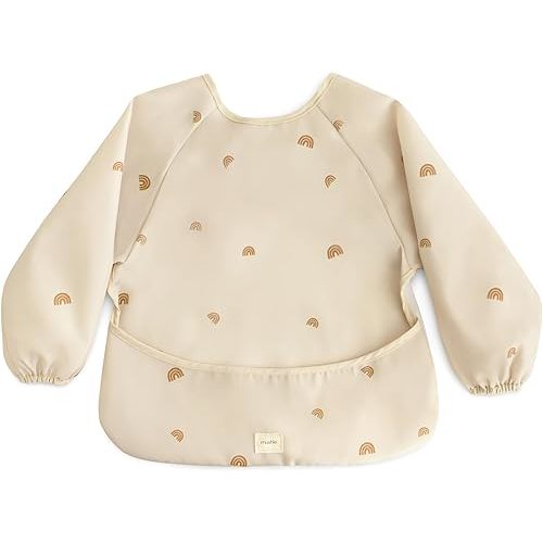 mushie Long Sleeve Baby Bib | Water Resistant Adjustable Fit for Ages 6-24 Months