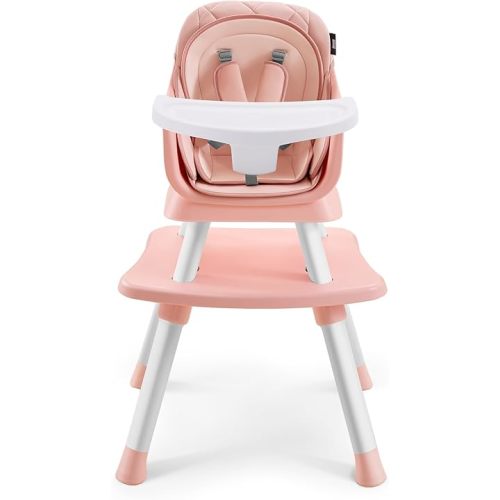 HARPPA 6 in 1 Baby High Chair, Convertible Infant Feeding Chair for Babies & Toddlers Table, Dining Booster Seat with Removable Tray, Pink