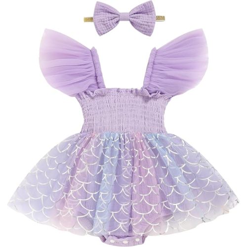 TITKKOP Baby Girl Tulle Romper|Summer Bodysuit|First Birthday Photo Shoot|Cake Smash Outfit