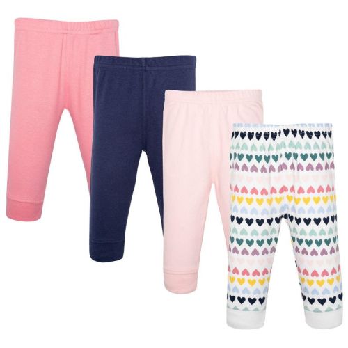 Hudson Baby Girl Cotton Pants and Leggings, Pastel Hearts, 6-9 Months