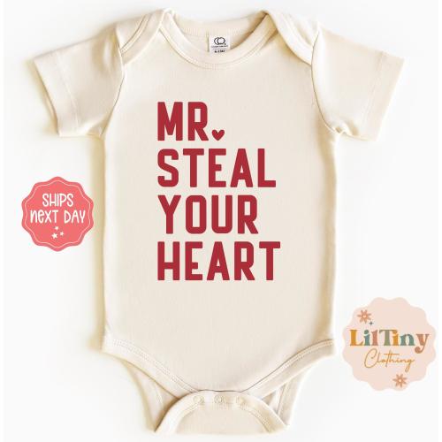 Mr Steal Your Heart Baby Onesie® | Valentine's Day Baby Onesie® | Baby Gift | Baby Boy Onesie® | Valentine's Bodysuit | Cute Baby Onesie®