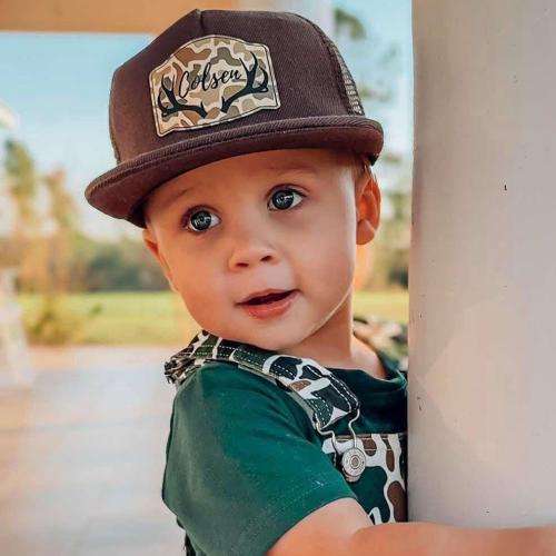 Personalized Snapback Hat | Infant and Youth, Camo Antlers - Style BO