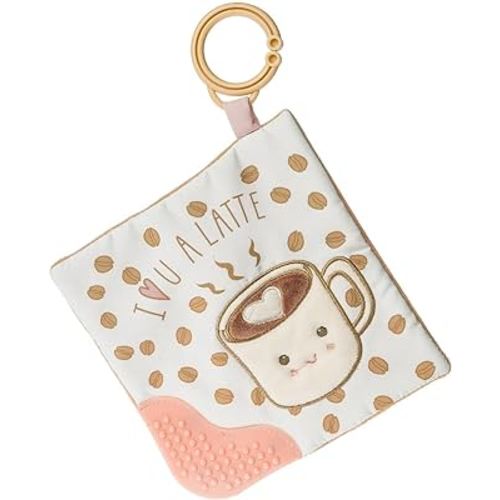 Sweet Soothie Crinkle Teether Toy with Baby Paper and Squeaker, 6 x 6-Inches, Latte