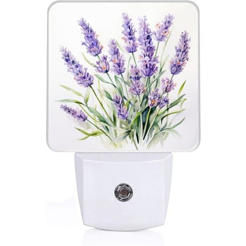 Purple Lavender Night Light,Plug-in Night Lights with Dusk-to-Dawn Sensor for Bedroom,Bathroom and Living Room Sleep Friendly lamp 0.5w