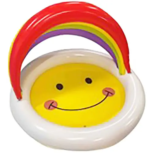 Bluescape 48” x 31” Inflatable Smiley Kiddie Pool with Rainbow Sunshade, ages 2 & up