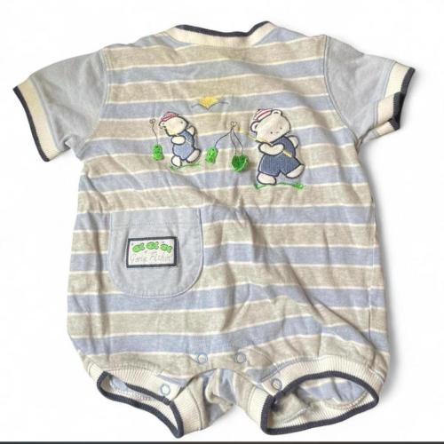 Rare Vintage Gone Fishing blue & white striped baby...