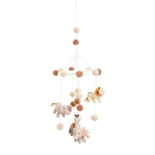 Crane Baby Handcrafted Ceiling Hanging - Kendi Animals: Cotton, Attaches to Ceiling, Animal Icon Pattern, Non-Powered