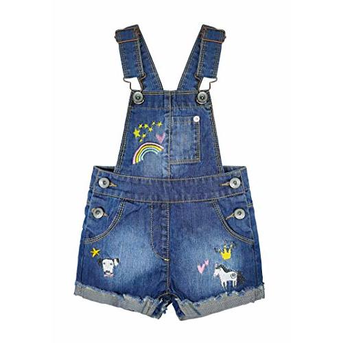 KIDSCOOL SPACE Baby & Little Girls/Boys Summer Shorts,Adjustable Jean Shortall Overalls
