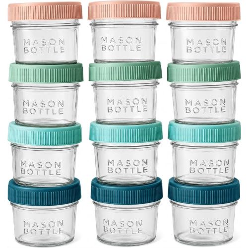 Mason Bottle Glass Breastmilk Storage Jars with Airtight Lids, 4oz,12-Pack