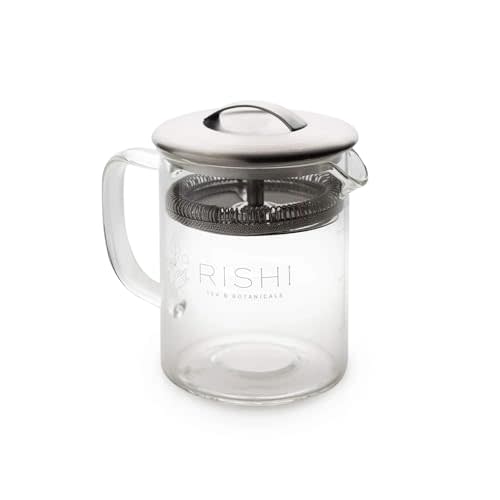 Rishi Tea Simple Brew Teapot - For 12oz Loose Tea Preparation, Built-in Strainer, Everyday Teaware, Easy to Clean, Borosilicate Glass, Enjoy Hot or Iced Tea - 400ml