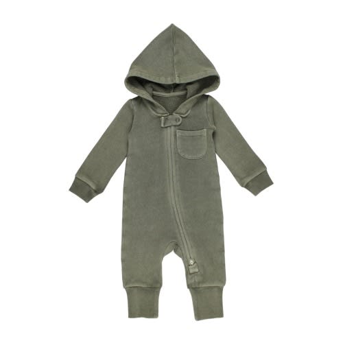 Hooded Organic Cotton Zip Romper