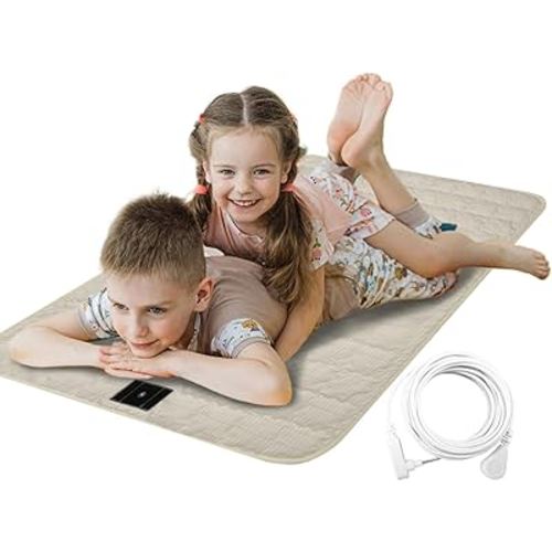 Grounding Mat, Cotton Grounding Mat for Bed 34.2x50 Inch Grounding Pad with Cotton & Silver Fiber for Sleep with 15ft Grounding Cord, Beige