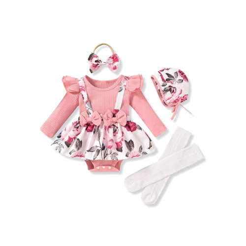 Preemie Newborn Baby Girl Clothes Romper Suspender Dress Fall Winter Outfits Ruffle Long Sleeve Jumpsuit