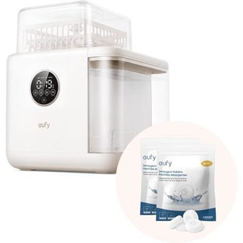 eufy Bottle Washer S1 (Detergent Tablets x 30 Count Included) with Separated Detergent Tablets x 60 Count, Largest 10-Bottle Capacity, 3D HydroBlast Cleaning