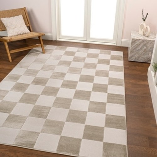 JONATHAN Y Helena Modern Geometric Checkerboard High-Low Area Rug