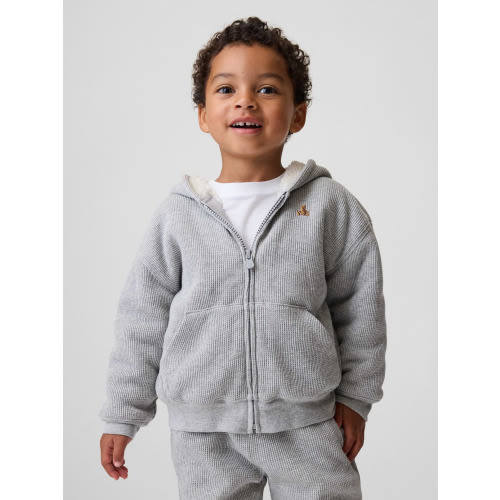 Baby & Toddler Sherpa-Lined Waffle Zip Hoodie