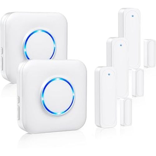 Door Chime, Satisure Door Sensor Chime When Door Opens, Door Entry Alarm for Business/Home/Office/Store with 600 FT Range 58 Chimes 5 Volume Levels LED Indicator (2 Receivers & 3 Sensors)