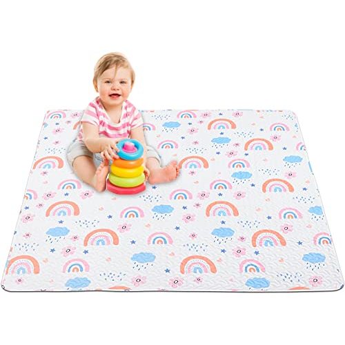 Machine Washable Baby Floor Play Mat 50x50”, Non Slip One-Piece Baby Crawling Mats for Tummy Time, Portable Playpen Mat Playmat for Babies Infants and Toddlers