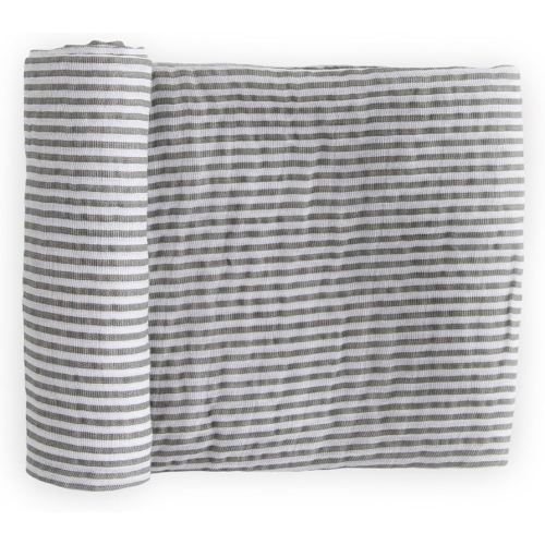 Little Unicorn Premium Cotton Swaddle Baby Blanket | Breathable Fabric | for swaddling, Play, Nursing & More (Grey Stripe)