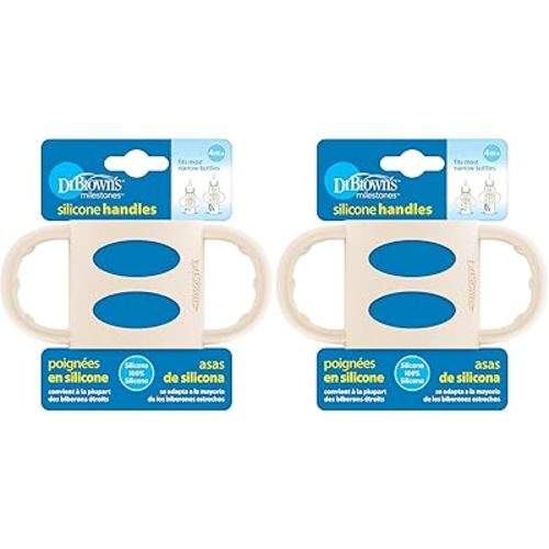 Dr. Brown’s® Milestones™ 100% Silicone Baby Bottle Handles, Narrow, Ecru, 2 Pack, 4m+