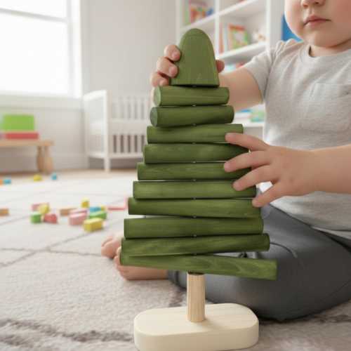 Montessori Wooden Tree Toy: Waldorf Inspired Wood Figurine, Eco-Friendly Sensory Toy for Kids