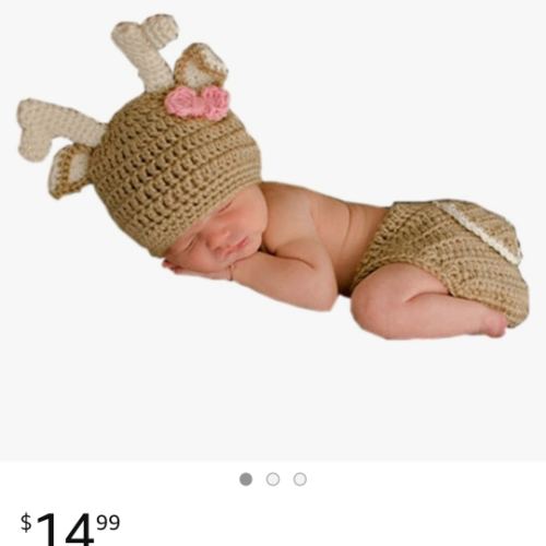 Pinbo® Newborn Baby Girls Photography Prop Crochet Knitted Deer Hat Diaper Brown