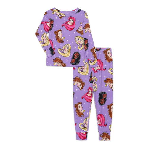 Disney Princess Toddler Unisex Long Sleeve Top and Pants, 2-Piece Pajama Set, Sizes 12M-5T