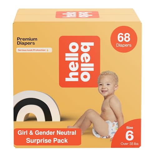 Hello Bello Premium Baby Diapers Size 6 I 17 Count (Pack of 4) of Disposable, Extra-Absorbent, Hypoallergenic, and Eco-Friendly Baby Diapers with Snug and Comfort Fit I Surprise Girl Patterns