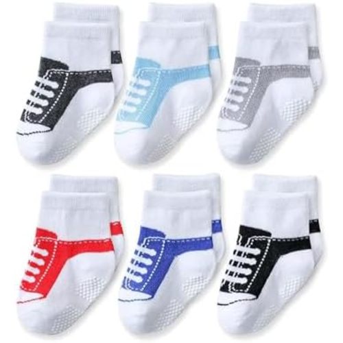 EPEIUS Unisex Baby Girls Boys Non-Slip Socks (Set of 6)