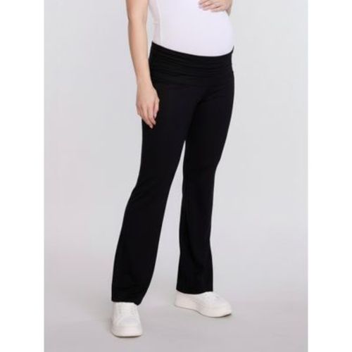 Women's Fold-Over Waistband Flare Legging - Black - Size: Medium - Motherhood Maternity