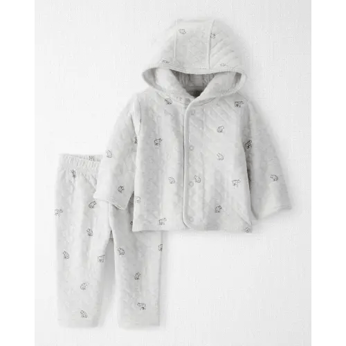2-Piece Cardigan & Pants Set Organic Cotton - 6M -Style: Heather Grey