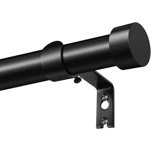 KAMANINA Black Curtain Rods for Windows 48 to 84 Inch (4-7 Feet), 1 Inch Heavy Duty Curtain Rod, Modern Adjustable Drapery Rods with End Cap (32"-86")