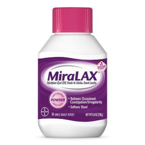 MiraLAX Laxative Powder, Nonstimulant Laxative, Stool Softener with PEG 3350, Gentle Constipation Relief, No Harsh Side Effects, Unflavored - 14 Dose